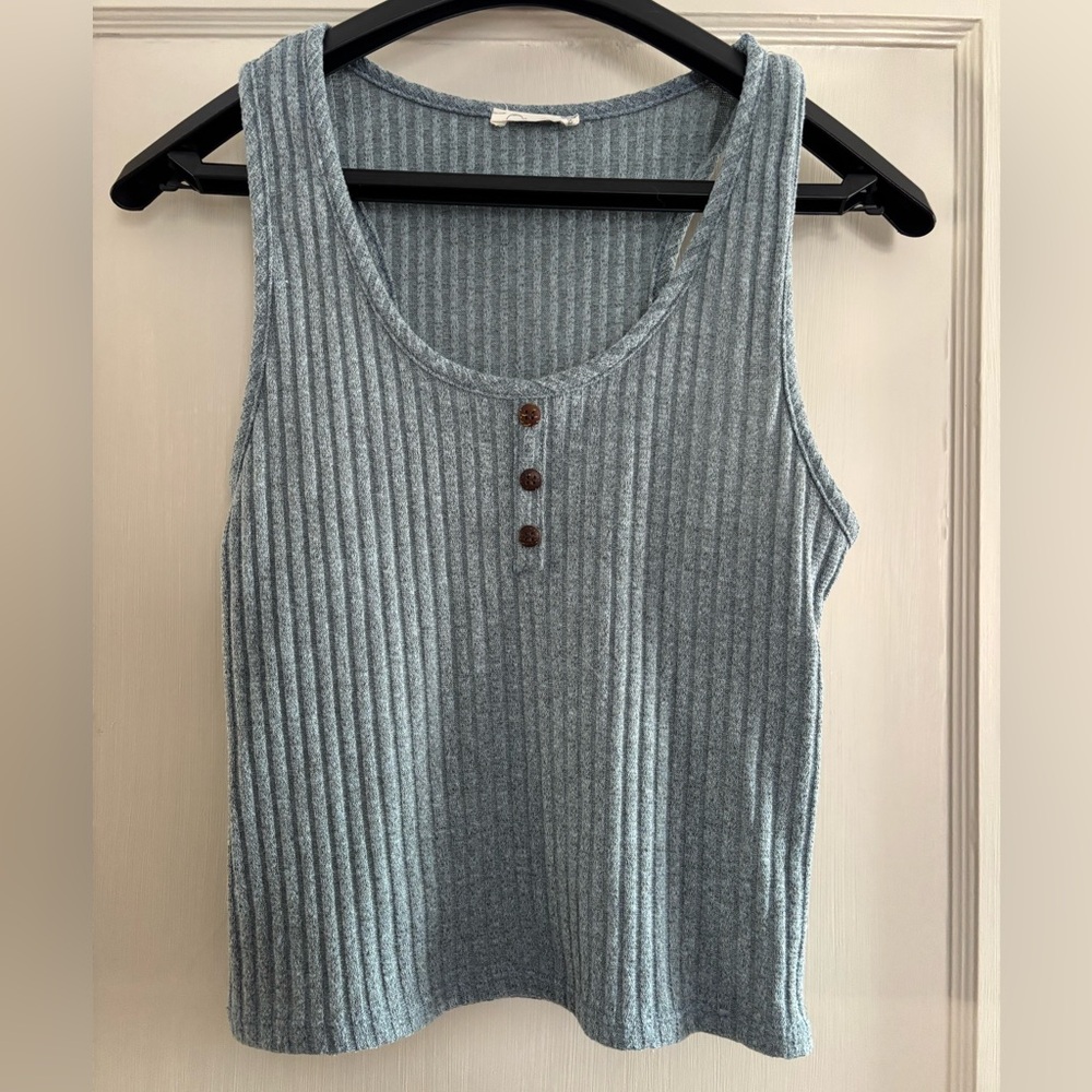 Olivia Rae Ribbed race back blue Tank Top